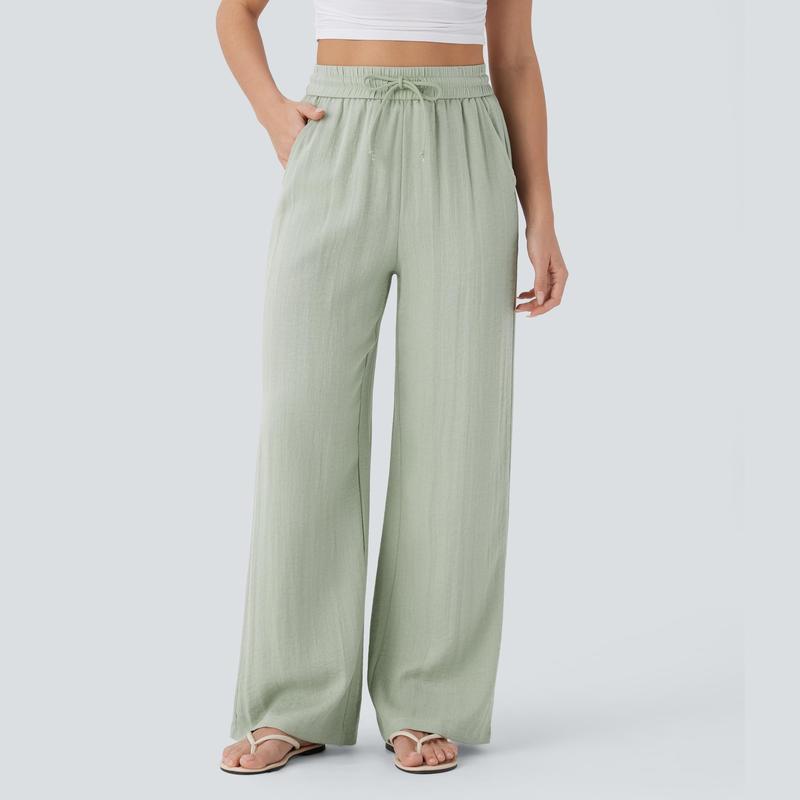 Soft Sage High-Waist Wide Leg Linen Trousers