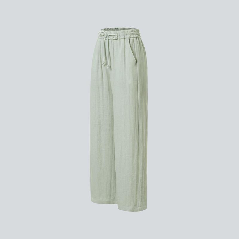 Soft Sage High-Waist Wide Leg Linen Trousers