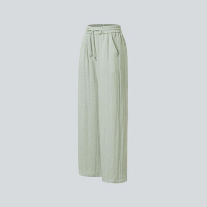 Soft Sage High-Waist Wide Leg Linen Trousers
