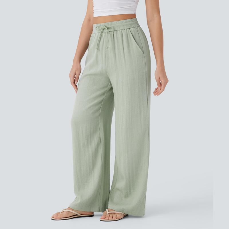 Soft Sage High-Waist Wide Leg Linen Trousers