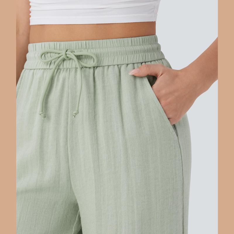 Soft Sage High-Waist Wide Leg Linen Trousers