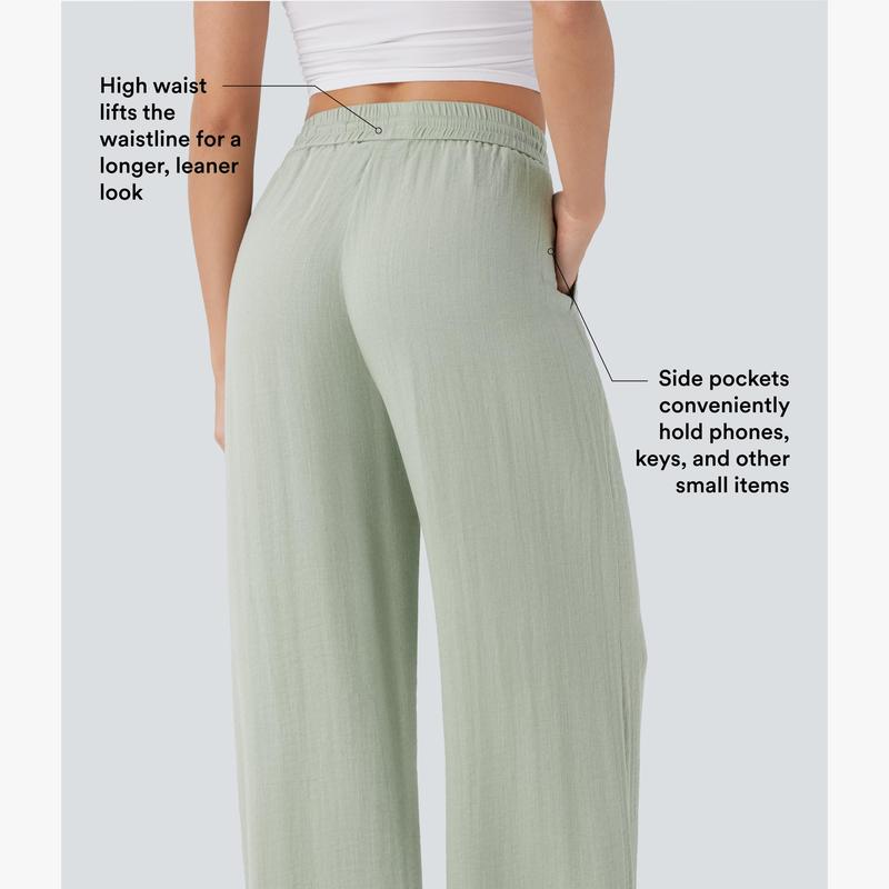 Soft Sage High-Waist Wide Leg Linen Trousers