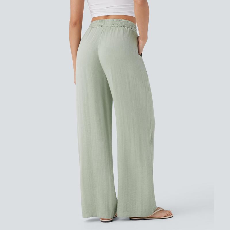 Soft Sage High-Waist Wide Leg Linen Trousers